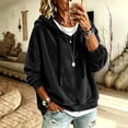 thumbnail image 2 of Women's Loose Fit Long Sleeve Hooded Velvet Knit Sweatshirt Top Soft Casual Pullover Streetwear Outfits | CSEONE,Black S, 2 of 9