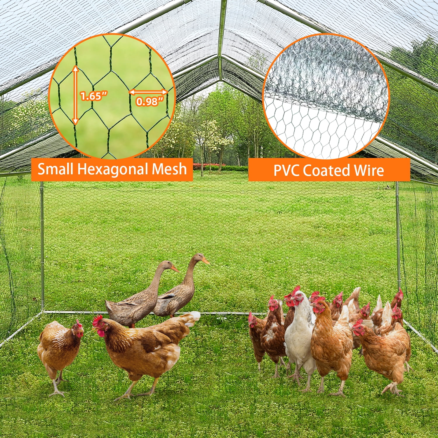 20x10ft Large Metal Chicken Coops Walk in Pet House Chicken Nesting Bunny Rabbit Hutch with Waterproof Cover for Backyard