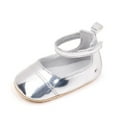 thumbnail image 6 of Penkiiy Infant Baby Girls Dress Shoes Bowkont Ballet Mary Jane Flats for Newborn Girl Non-Slip Soft Sole Toddler First Walkers Princess Wedding Shoes Silver for 6-9 Months, 6 of 7