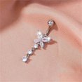 thumbnail image 2 of Stainless Steel Belly Button Rings Butterfly Curved Piercing Dangle Navel Decor_Särskilda gåvor:Silver/Butterfly Great Gift, 2 of 5