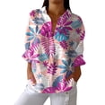 thumbnail image 2 of YLHFASHION Chemise à Imprimé Floral Rétro pour Femmes, Imprimé Artistique, Chemise Décontractée à Col en V, Articles en Liquidation, Chemises pour Femmes, 2 of 4