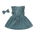 thumbnail image 2 of Kiapeise Toddler Girls Velvet Ruffle Sleeveless Dress+Bowknot Hairpin Set, 2 of 5