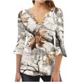thumbnail image 2 of Fiudx Camisas de Mujer Camiseta Estampada a La Moda para Mujer, Blusa con Mangas 3/4, Camisetas Informales con Cuello En V, 2 of 5