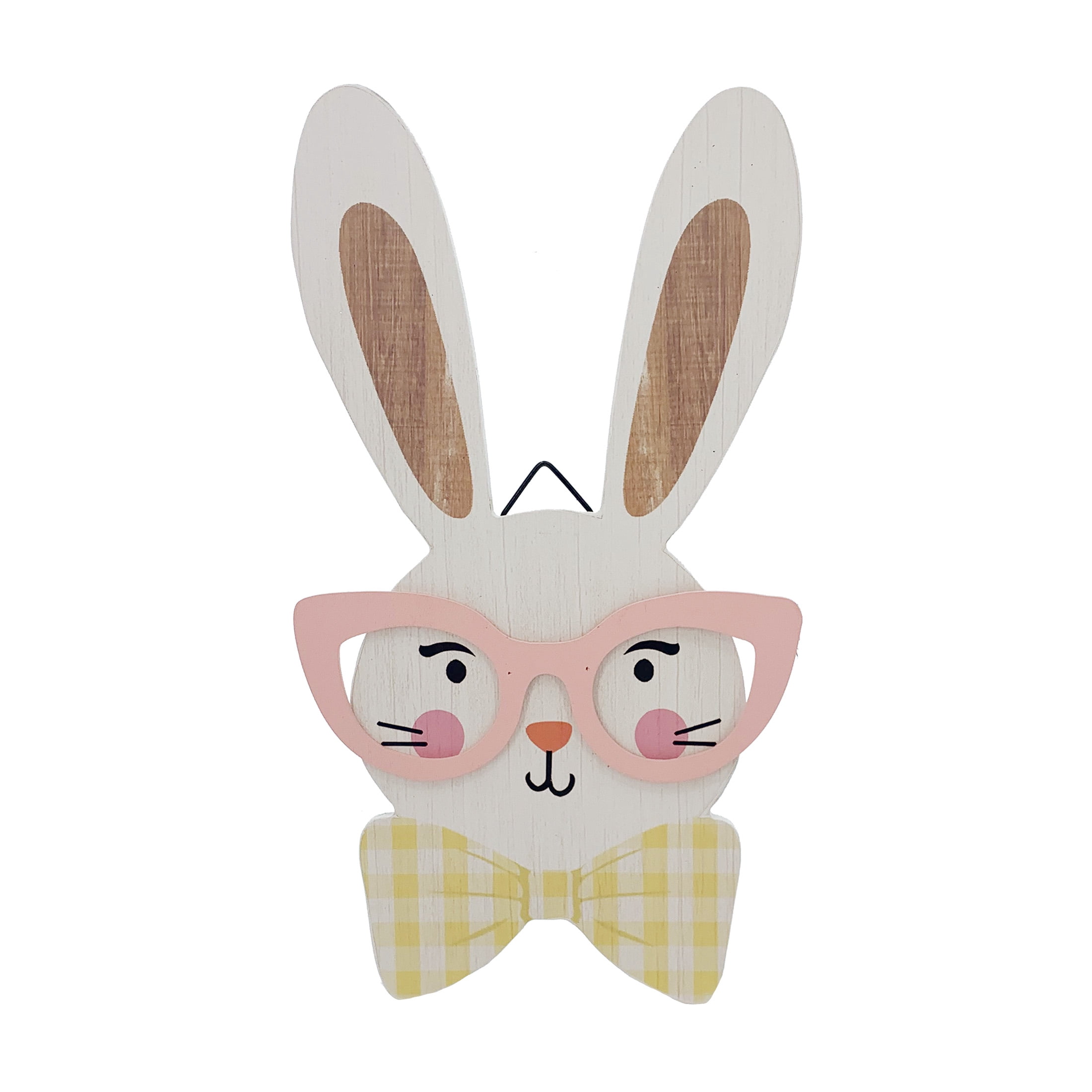 Way to Celebrate Hipster MDF Bunny Wall Hanger 15.75" Tall Decoration Assortment