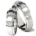 thumbnail image 1 of Bague de Mariage en Diamant Brossé pour Lui et Elle, Ensemble en Or Blanc, 1 of 2