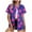 Purple A, variant on Horkkom Short Sleeve Button Up Women Floral Print V Neck Plus Size Cardigan Summer Vacation Hawaiian Shirts Red L