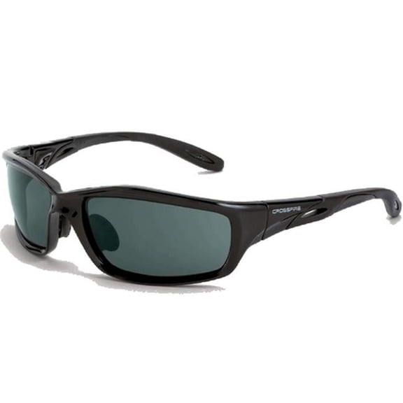 Crossfire 241 Infinity Crystal Black Frame Safety Sunglasses with Smoke Lenses