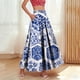 thumbnail image 1 of TaTaai Women's Vintage Boho Print High Waist Long Skirt Elastic Drawstring A-Line Ruffle Hem Maxi Skirt with Pockets for Daily Wear Gift, 1 of 9