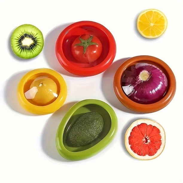 Paquete aleatorio de 1 cajón for frutas y verduras de silicona reutilizable, ideal for aguacates, tomates, cebollas, ajos, limones y patatas.
