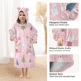 thumbnail image 4 of Wearable Blanket with Sleeves and Pocket Oversized Hooded Sweatshirt 3-14 YR Pink Christmas Pattern S, 4 of 7