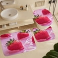 thumbnail image 6 of Strawberries in Pink Liquid Shower Curtain Sets Non-Slip Rugs Bath Mat Toilet Cover U Shaped Mat 4 Pcs, 6 of 8