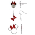 thumbnail image 6 of Disney Minnie Mouse Red Bow Earring Set, 3 Pairs (Hoops, Drops & Studs), Silver‑Tone, 6 of 6