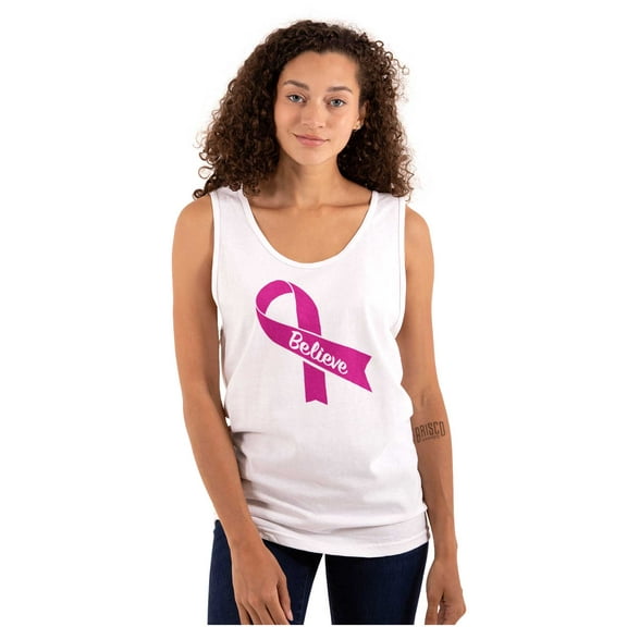 Breast Cancer Awareness Believe Tank Top Tee Shirt Women Brisco Brands S