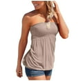 thumbnail image 1 of Haut Tube Plissé Sans Manches pour Femmes Blouse Tunique Sans Manches Été Chemise Unie, 1 of 4