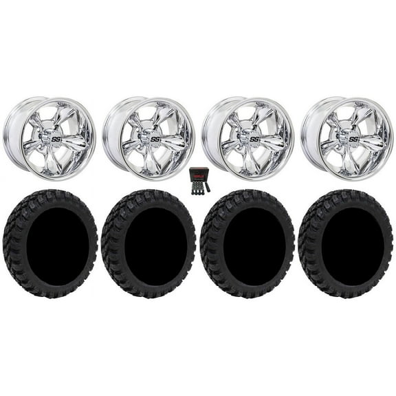 GTW Godfather 14" Golf Cart Wheels Chrome 23" Nomad Tires E-Z-GO & Club Car