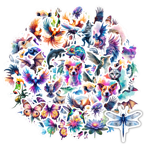 35pcs-50pcs Fantasy Animal Stickers Insect Stickers Ocean Kids Stickers for Laptops Phones Notebooks