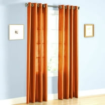 1  PANEL Nancy  SOLID ORANGE  SEMI SHEER WINDOW FAUX SILK ANTIQUE BRONZE GROMMETS CURTAIN DRAPES 55 WIDE X 84" LENGTH