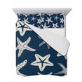 thumbnail image 7 of Quilts Twin Size Bedding Set, Navy Blue Starfish Coastal Lightweight Quilted Comforter, Nautical Summer Ocean Abstract Art Soft Bedspread Coverlet with Pillow Covers for All Season, 68" x 86", 7 of 7