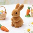 thumbnail image 3 of Figura de conejo de Pascua de resina flocada, adorno de conejo de Pascua con musgo artificial, pequeña escultura de conejo flocado para decoración de mesa de Pascua de primavera y jardín., 3 of 8