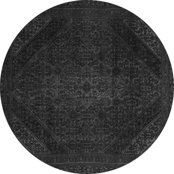 Ahgly Company Indoor Round Abstract Gray Modern Area Rugs, 4' Round