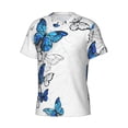 thumbnail image 5 of Vsdgher Blue Flying Butterflies Print Men's Dry Fit Mesh Athletic Shirts Moisture Wicking Tennis T-Shirt Tops, 5 of 9