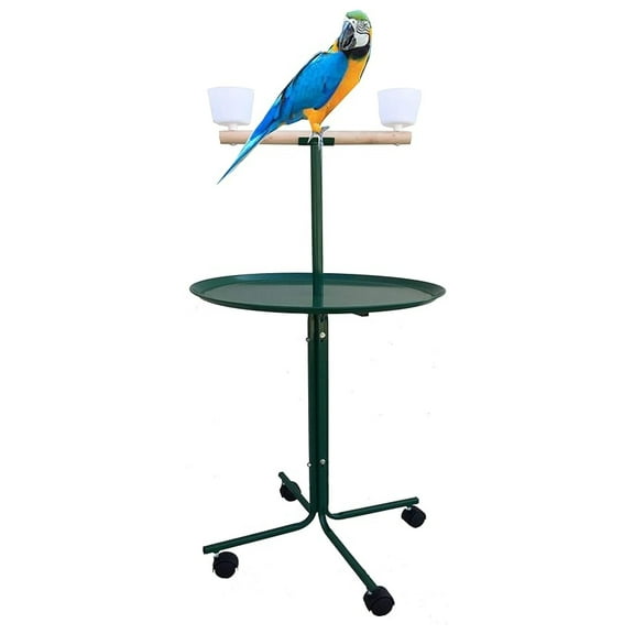 Large 47" Green Metal Base Parrot Bird Cage Amazon African Grey Macaw Cockatoo Play Metal T-Stand (Green)