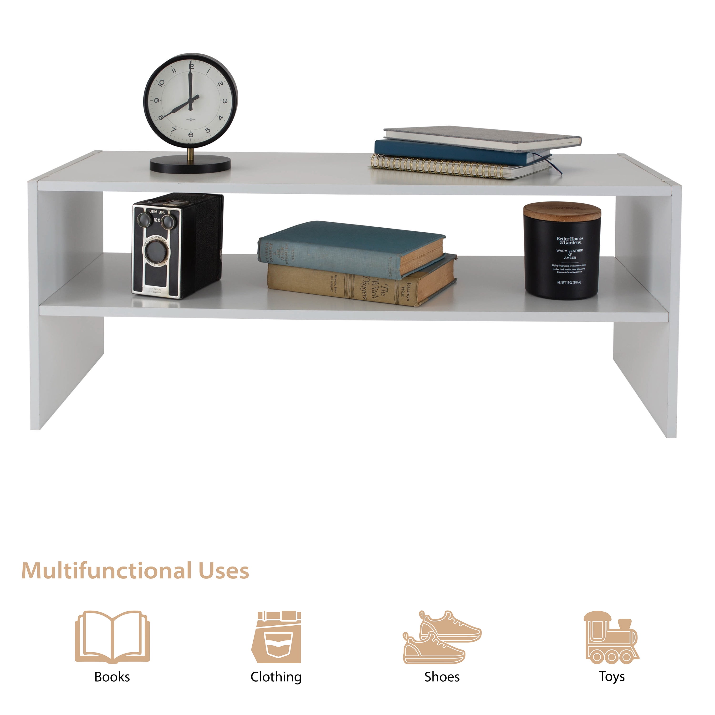 Organize It All 2 Shelf Stackable Shoe Rack in White