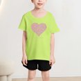 thumbnail image 5 of piuwrlz Kid Short Tops for Girls Short T-Shirts Sleeve Fashionable Printed Round Neck Blouses Cotton T Shirt Top Green Size 8-9 Years, 5 of 5