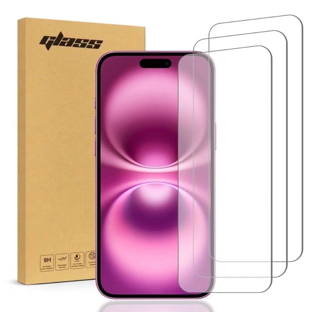 Protector de Pantalla de Vidrio Templado para Apple iPhone 16 Plus, Paquete de 3