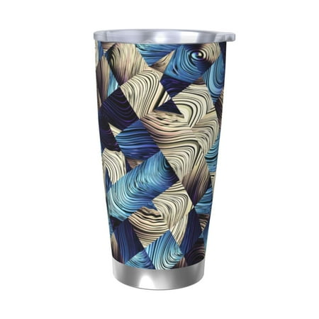 

Qekee Abstract Blue Squares Print 20OZ Car Cup Stainless Steel Vacuum Insulated Tumbler Tumbler Cup With Lid And Straw Travel Coffee Mug-Without Straw