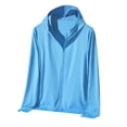 thumbnail image 3 of Women's UPF 50+ Sun Protective Hoodie, Zip Front Lightweight Hiking Shirt, Long Sleeve UV Protection Top, Breathable Running Shirt, Casual Sun Hoodie, Outdoor Activewear Blue L, 3 of 5