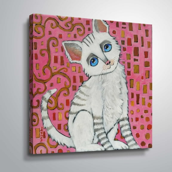 ArtWall Klimt Kitty, Gallery Wrapped Canvas by Holly Wojahn