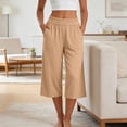 thumbnail image 2 of UAMVSH Womens Capri Pants Comfy Elastic Waist Wide Leg Capris Pull On Lounge Pants with Pockets Spring Summer Clothes, 2 of 7
