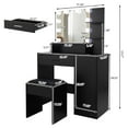 thumbnail image 2 of Smuxee Modern Drawer Vanity Set with Mirror and LED Lights,Makeup Dresser Table with 3 Shelves,Black, 2 of 7
