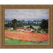 Poppy Field at Giverny 24x20 Gold Ornate Wood Framed Canvas Art by Monet, Claude