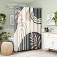 thumbnail image 3 of Inadays Shower Curtain Liner Mid Century Modern Navy Blue Boho Leaves Shower Heavy Duty Curtains Bathroom Decor Sets Waterproof with Hooks, 72x72in, 3 of 9