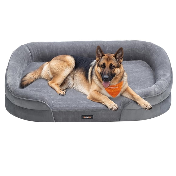 Cama para Perros Feandrea Gris Claro con Forro Repelente al Agua y Funda Extraíble