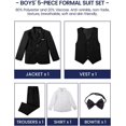 thumbnail image 3 of Boys Formal Suit Set 5 Piece Slim Fit Black Suit with Shirt and Vest, 3 of 13