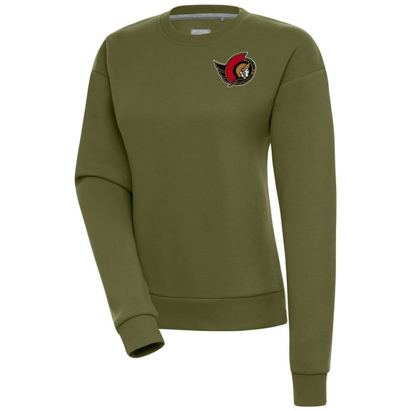 Women's Antigua Olive Ottawa Senators Victory Pullover Sweatshirt
