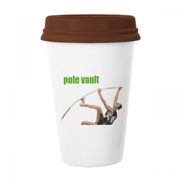 Pole Vault Field Events Art Deco Fashion Mug Coffee Drinking Glass Pottery Cerac Cup Lid
