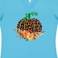 thumbnail image 4 of Inktastic Cheetah Print Pretty Pumpkin with Fall Leaves Women's V-Neck T-Shirt, 4 of 5
