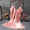 thumbnail image 2 of Yuncity Nightgown For Women Silk Pajamas Lace Halter Satin Homewear Pjs Loungewear Soft One Size, 2 of 3
