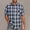 Blue, variant on DPTALR George Men's Fashion Casual Lapel,Short Sleeve Checkered Shirt,Button Closure,With Pockets,Navy,Big and Tall Man XXXXL