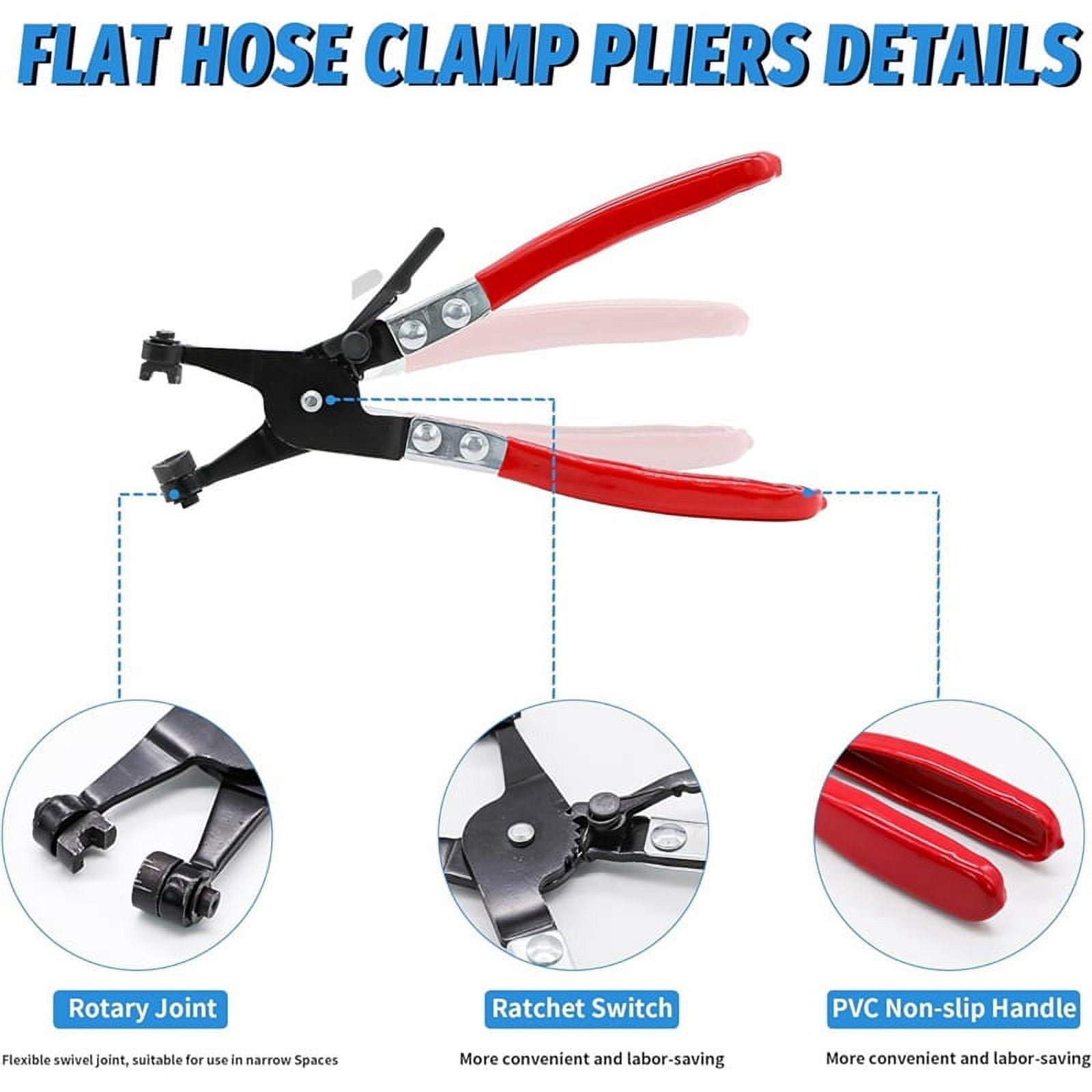130Pcs 6-25mm Spring Band Hose Clamps with Swivel Hose Clamp Plier Assortment Kit,Constant Tension Hose Clamp Line
