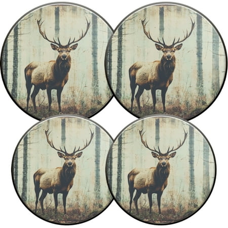 

Electric Stove Burner Covers 4 Pcs Round Gas Burner Cover 8 and 10 Inch stunning and beautiful painting of elk in the forest