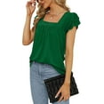 thumbnail image 3 of Coferset Casual Tops Women Square Neck Lace Short Sleeve Ladies Blouse Women Summer Tops, 3 of 6