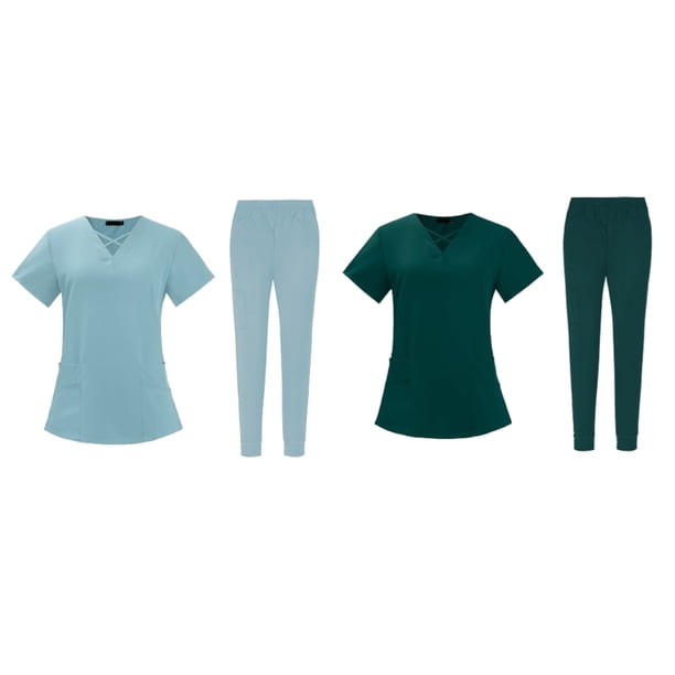 Enfermería Scrub Set Top Pantalones Transpirable Trabajo Uniforme para Enfermera Yoga Jogger