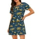 thumbnail image 1 of Fotbe Modern Excavator Bata de Dormir para Mujer con Estampado, Camisón de Algodón de Manga Corta, Ropa de Dormir Casual, 1 of 6