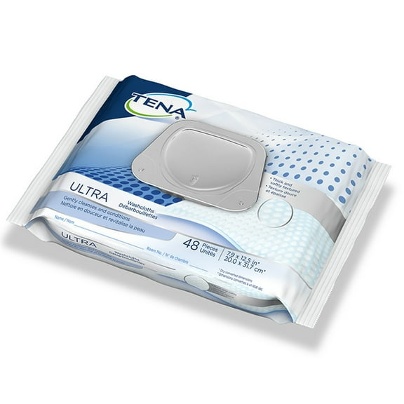 TENA Ultra Washcloths 8" x 12-1/2", Pack of 48