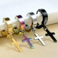 thumbnail image 2 of K-KED 1Pc Fashion Punk Cross Earring Stainless Steel Ear Studs Body Piercing Jewelry-_-Gold-/, 2 of 9